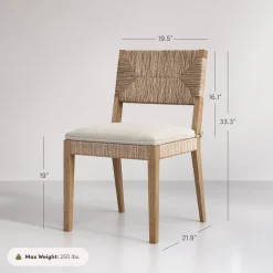 Boucle & Seagrass Dining Chair Light Brown