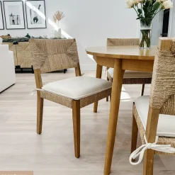 Boucle & Seagrass Dining Chair Light Brown