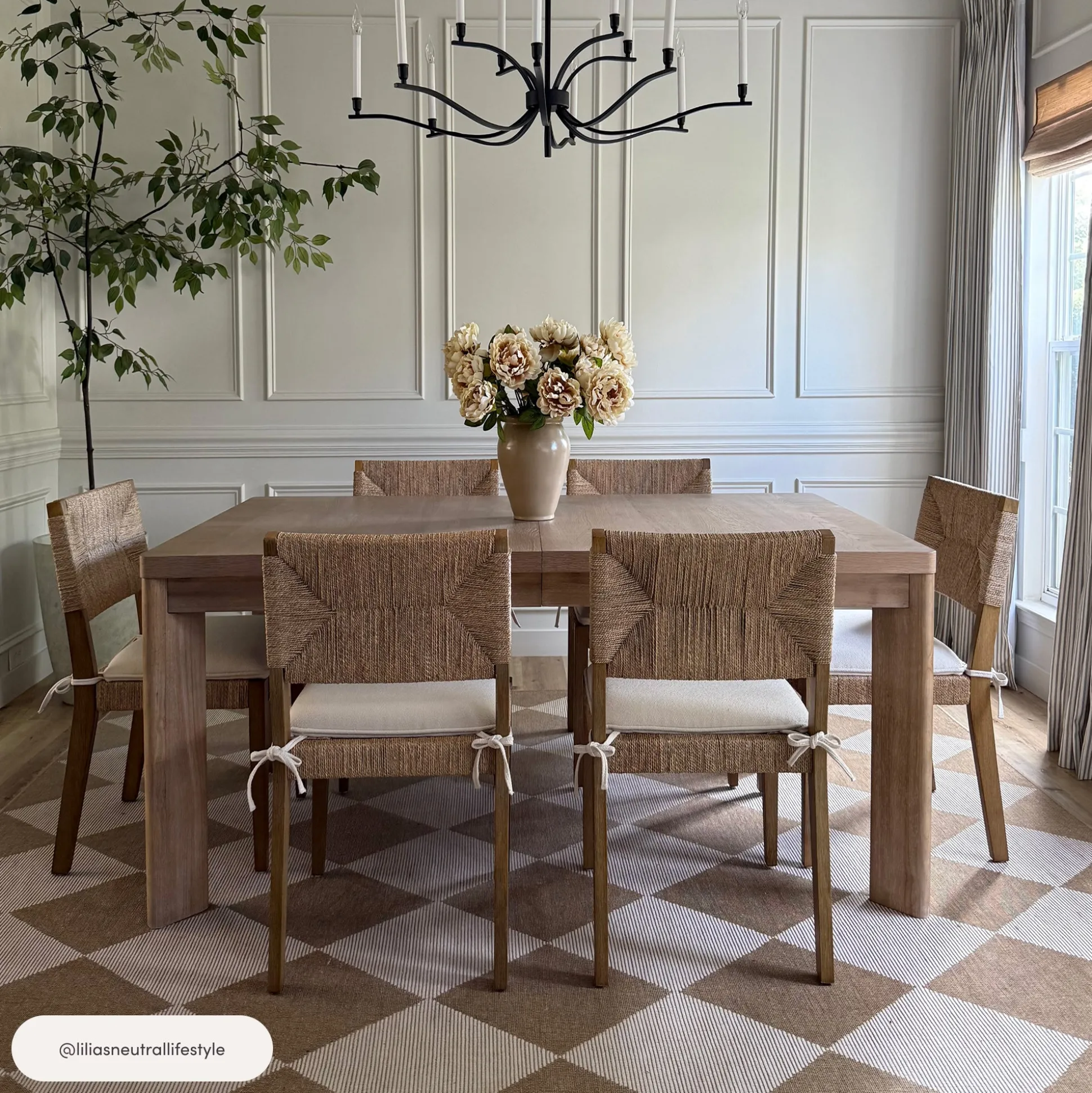 Boucle & Seagrass Dining Chair Light Brown (Set of 4)