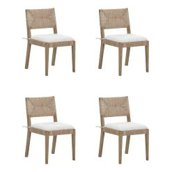 Boucle & Seagrass Dining Chair Light Brown (Set of 4)