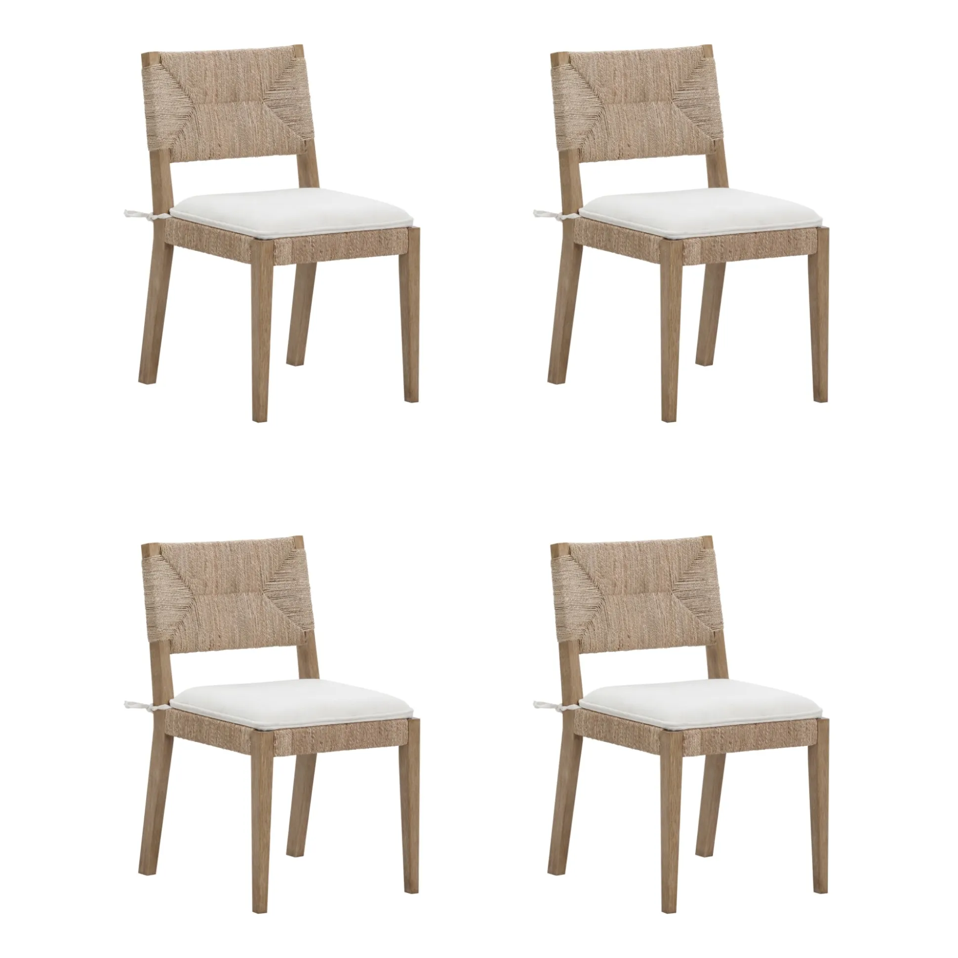 Boucle & Seagrass Dining Chair Light Brown (Set of 4)