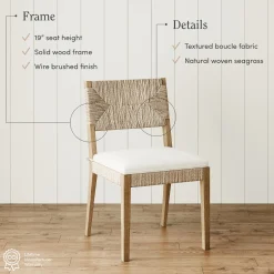 Boucle & Seagrass Dining Chair Light Brown (Set of 6)
