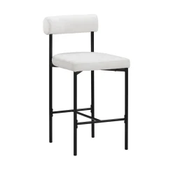 Boucle Upholstered Counter Height Bar Stool