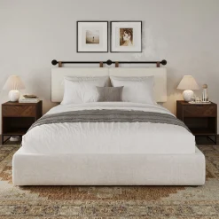 Boucle Upholstered King Headboard and Nightstand Set