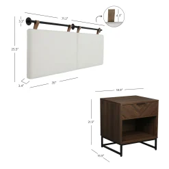 Boucle Upholstered King Headboard and Nightstand Set