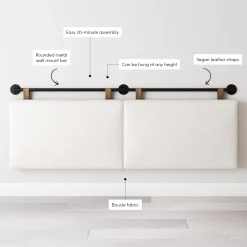 Boucle Upholstered King Wall Mount Headboard