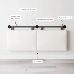 Boucle Upholstered Queen Wall Mount Headboard
