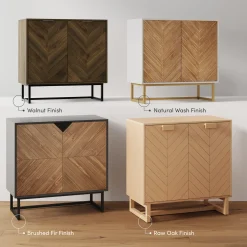 Brushed Fir Kitchen Cabinet Credenza (Set of 3)