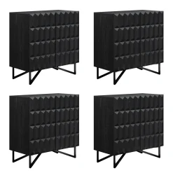 Contemporary Credenza Storage with Textured Front Black Oak (Set of 4)