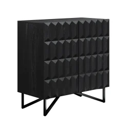 Contemporary Credenza Storage with Textured Front Black Oak