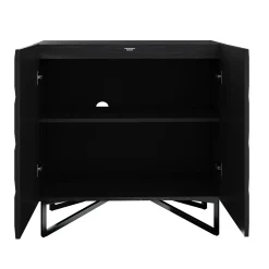 Contemporary Credenza Storage with Textured Front Black Oak