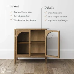 Curio Cabinet Credenza with Glass Door Brown (Set of 2)