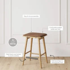 Cushioned Counter Height Bar Stools Warm Pine (Set of 4)