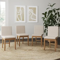 Dining Chairs Brushed Light Brown Flax (Set of 4)