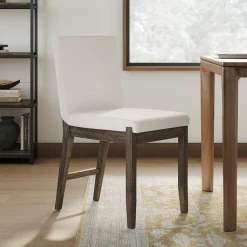 Exposed Back Dining Chair Dark Brown Boucle