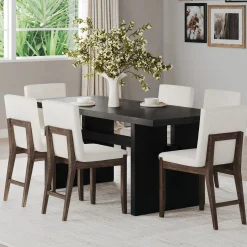 Exposed Back Dining Chairs Dark Brown (Set of 6)