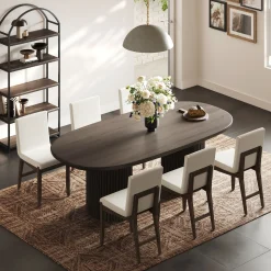 Exposed Back Dining Chairs Dark Brown (Set of 6)