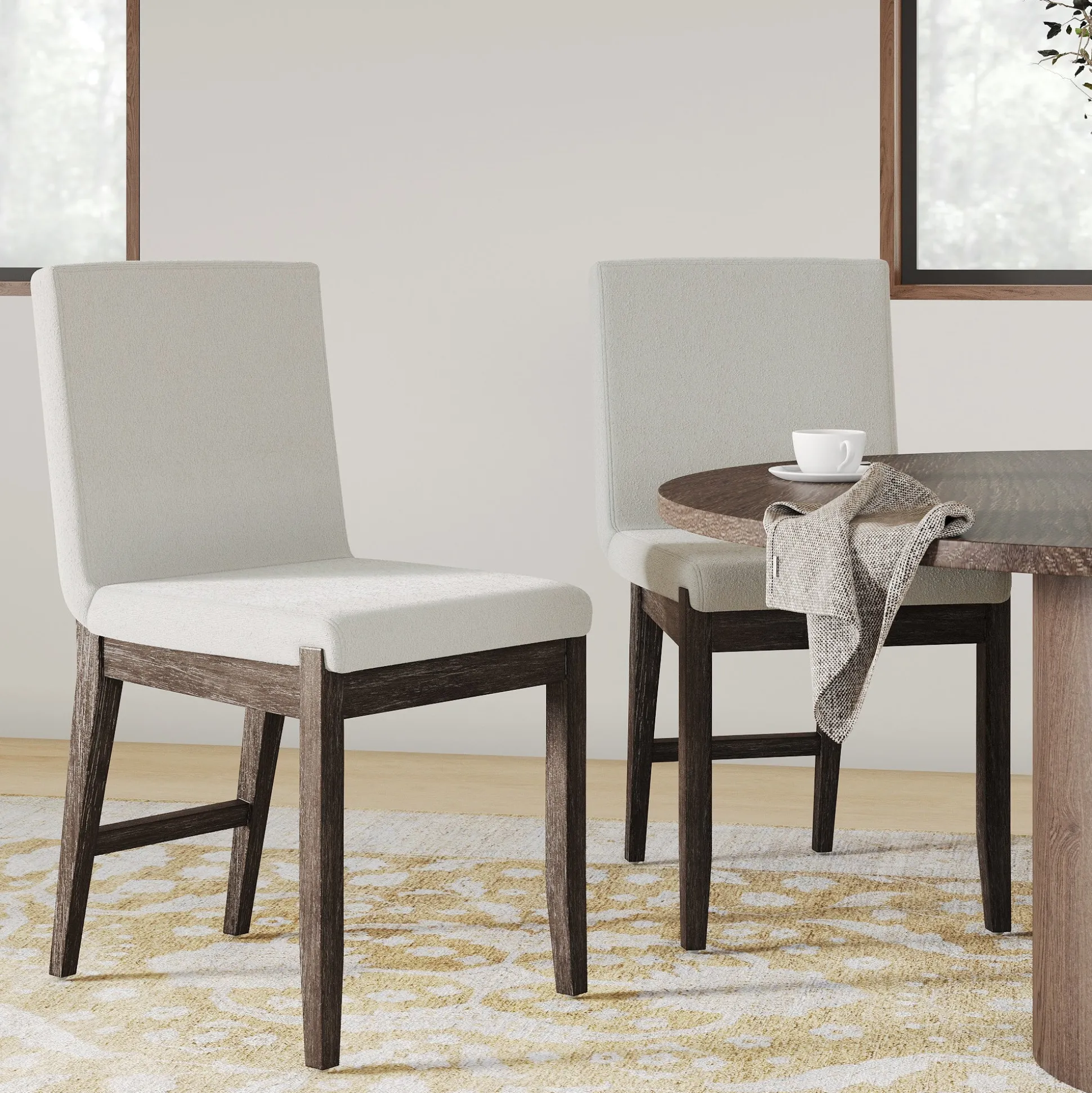 Exposed Back Dining Chairs Dark Brown (Set of 2)
