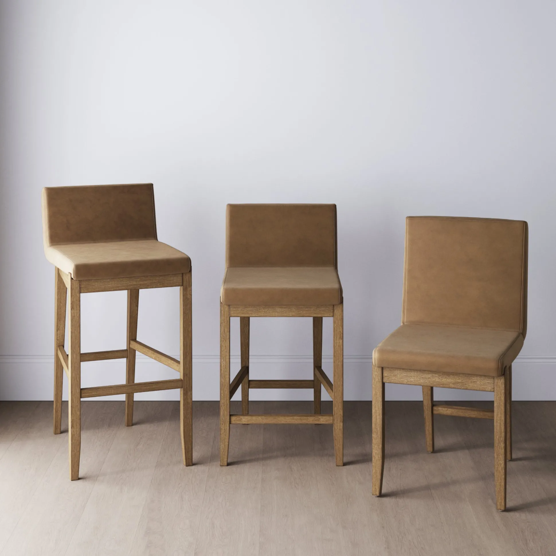 Exposed Back Dining Chairs Light Brown (Set of 4)
