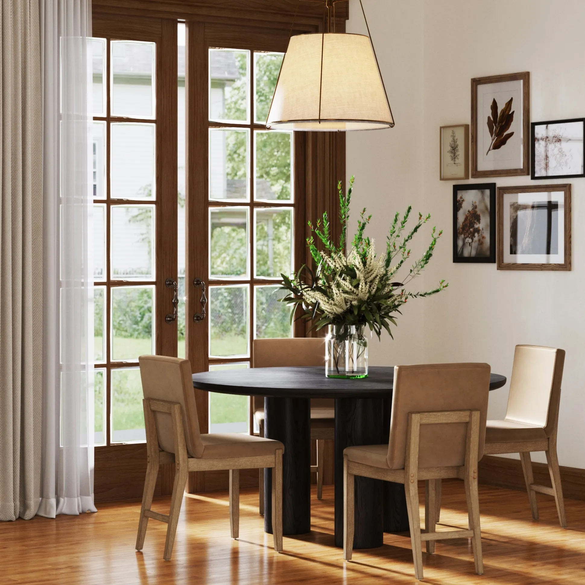 Exposed Back Dining Chairs Light Brown (Set of 4)
