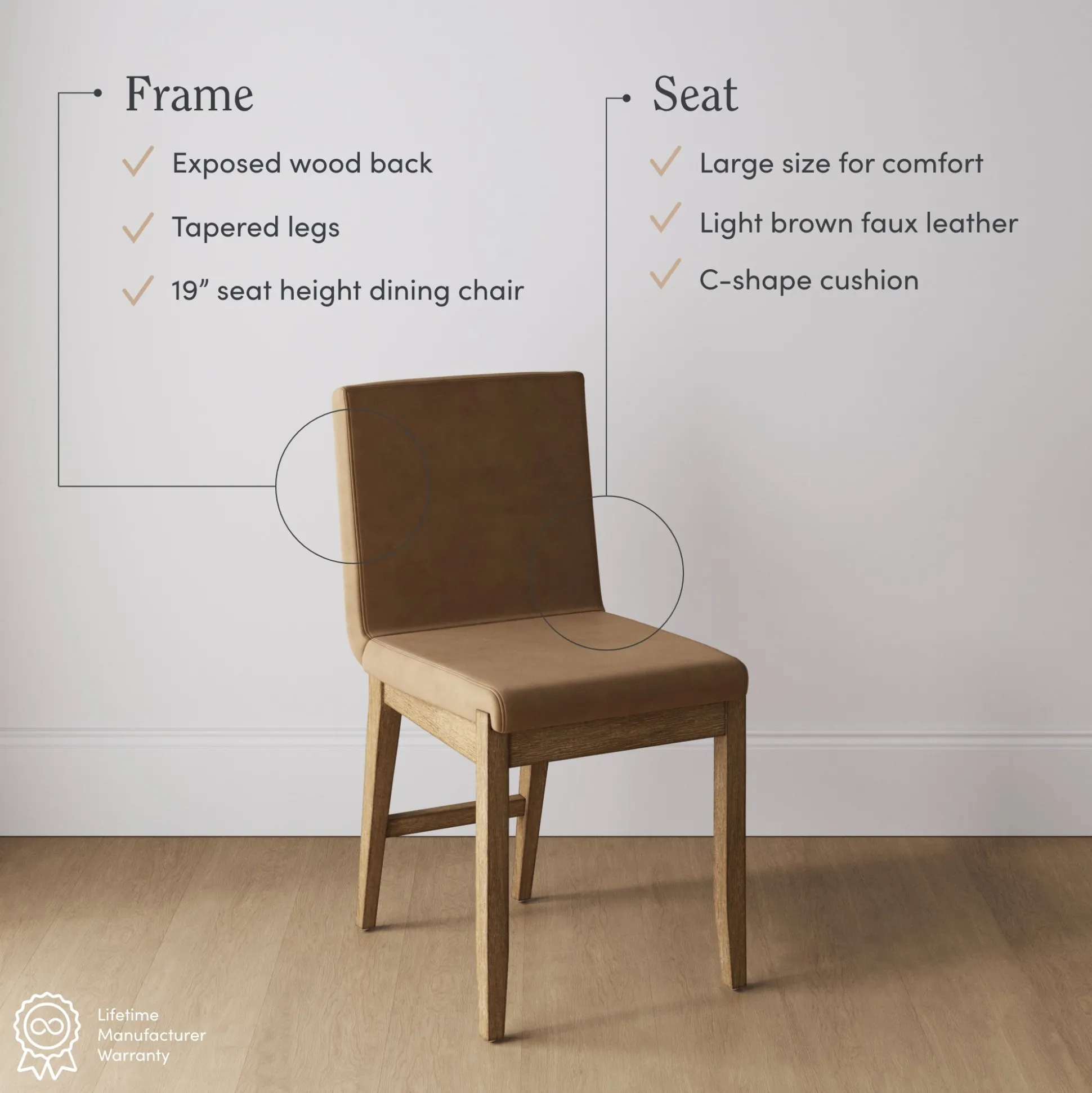 Exposed Back Dining Chairs Light Brown (Set of 6)