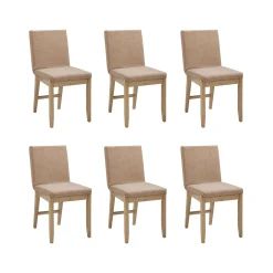 Exposed Back Dining Chairs Light Brown (Set of 6)