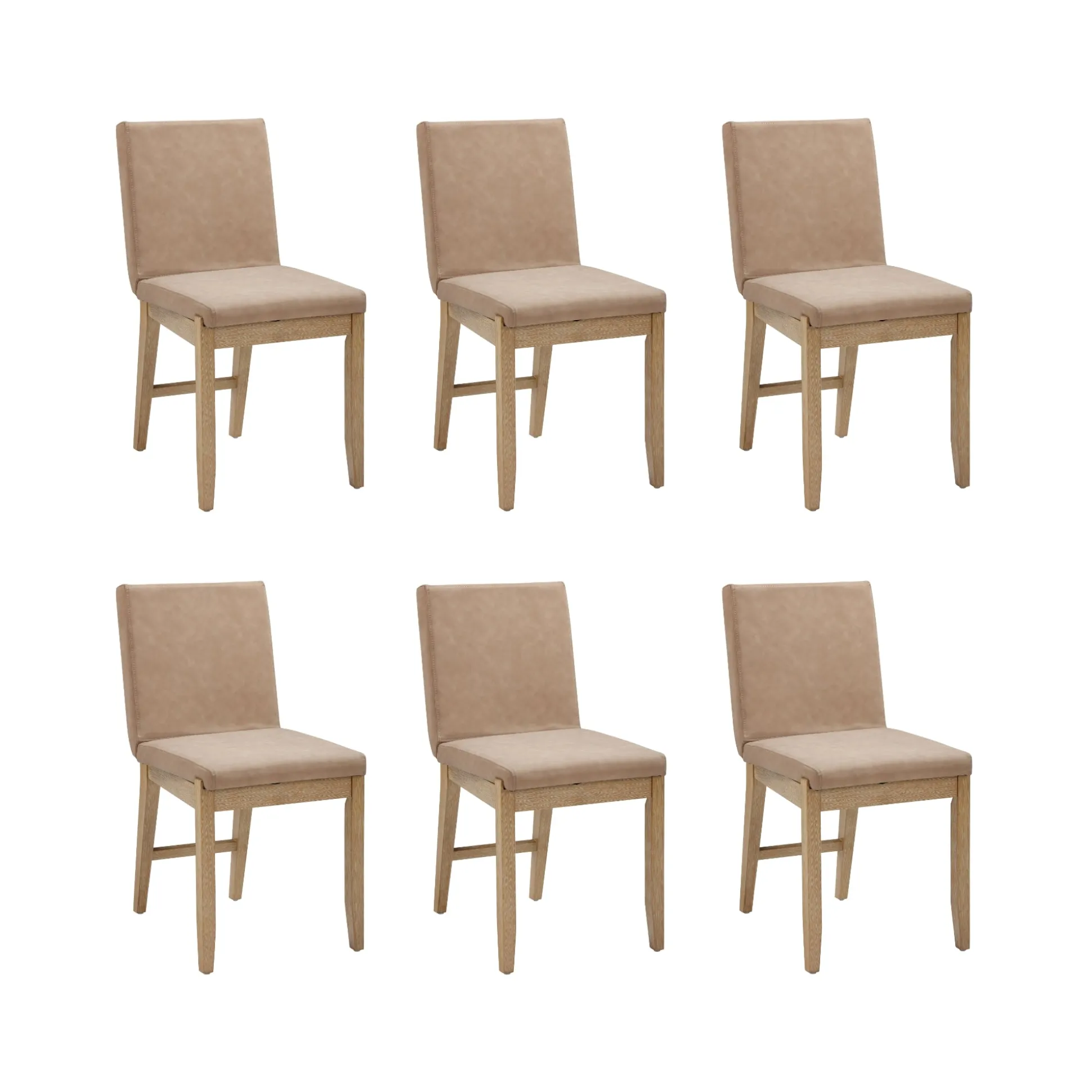 Exposed Back Dining Chairs Light Brown (Set of 6)