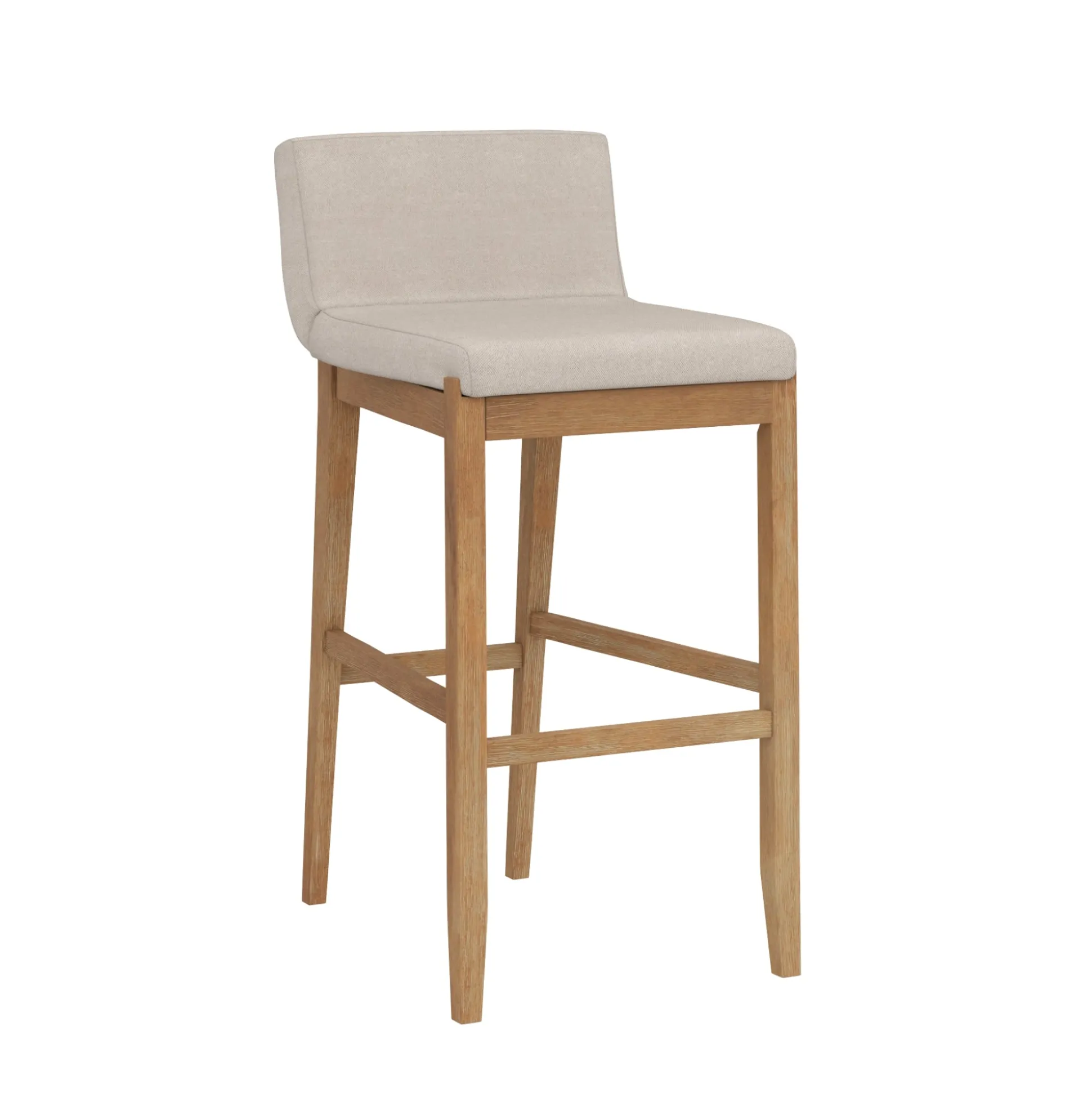 Exposed Wood Back Bar Stool Brown Flax