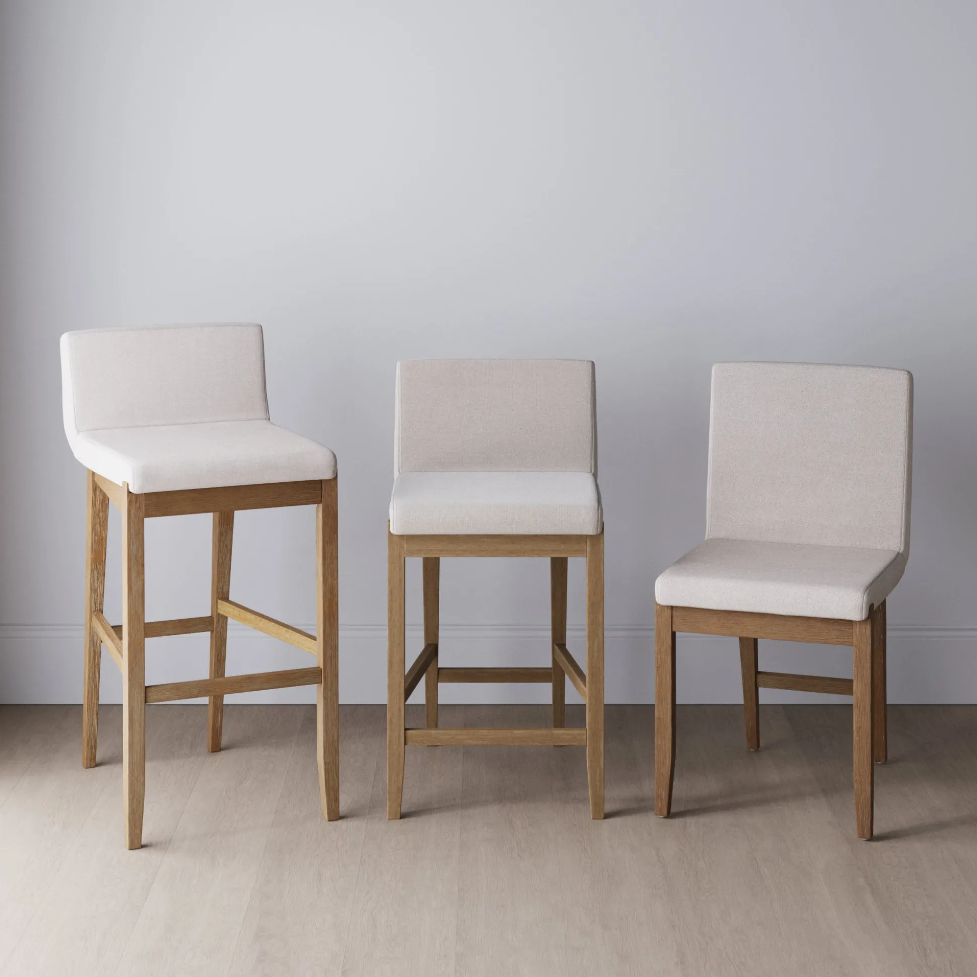 Exposed Wood Back Bar Stool Brown Flax