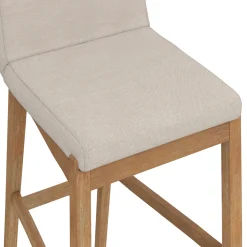 Exposed Wood Back Bar Stool Brown Flax