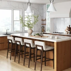 Exposed Wood Back Bar Stool Dark Brown