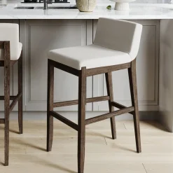 Exposed Wood Back Bar Stool Dark Brown