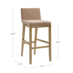 Exposed Wood Back Bar Stool Light Brown