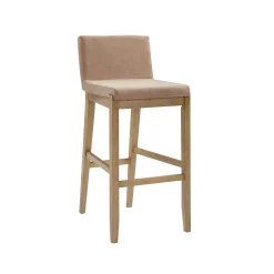Exposed Wood Back Bar Stool Light Brown