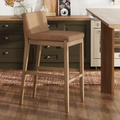 Exposed Wood Back Bar Stool Light Brown