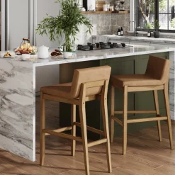 Exposed Wood Back Bar Stool Light Brown
