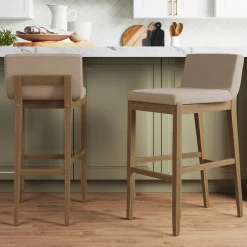 Exposed Wood Back Bar Stools Brown (Set of 2)