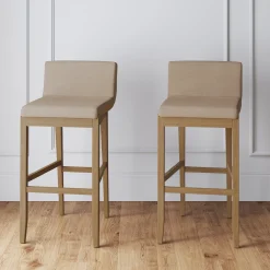 Exposed Wood Back Bar Stools Brown (Set of 2)