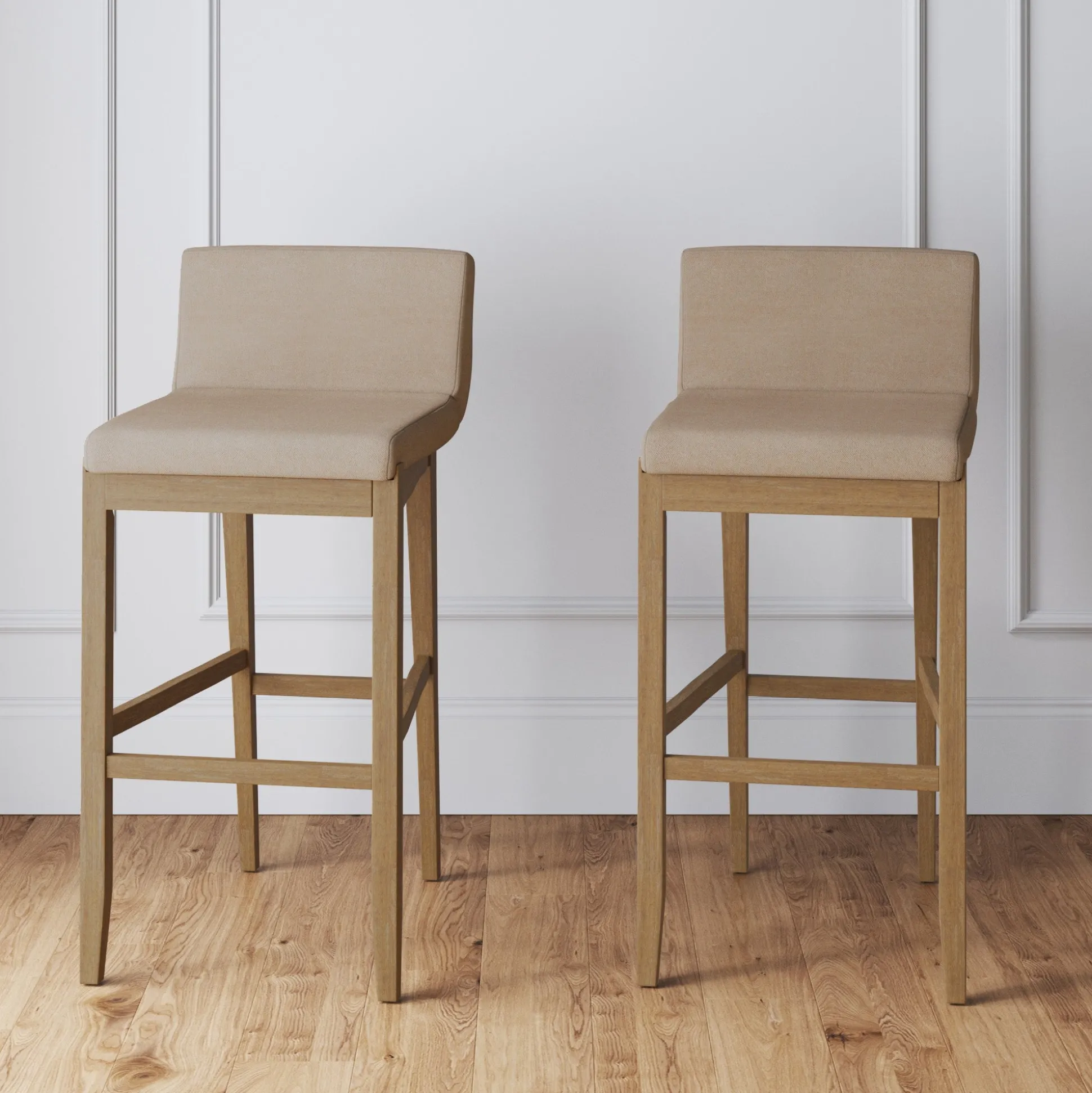 Exposed Wood Back Bar Stools Brown (Set of 2)