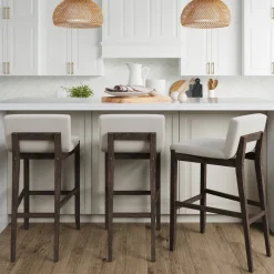 Exposed Wood Back Bar Stools Dark Brown (Set of 3)
