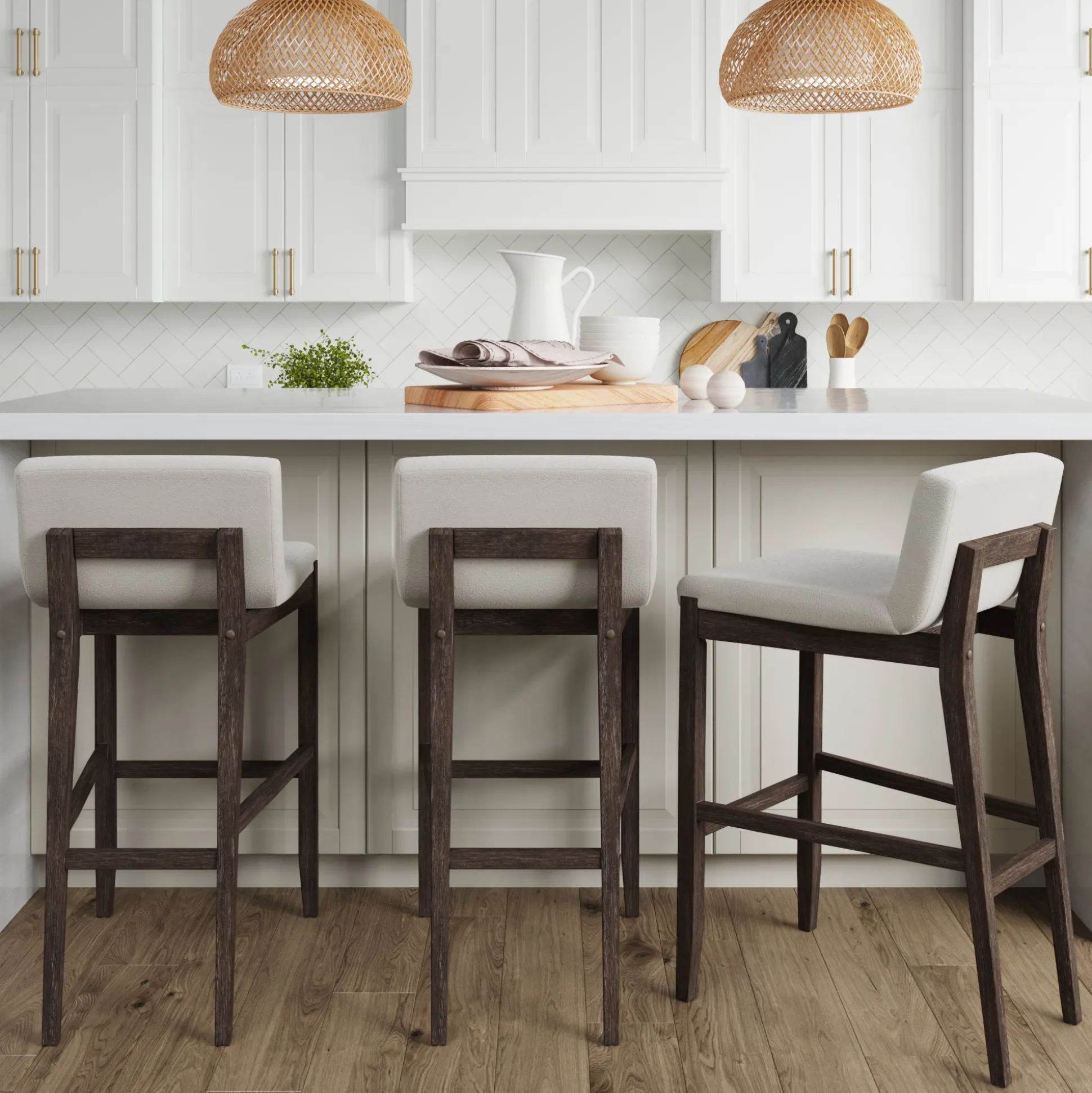 Exposed Wood Back Bar Stools Dark Brown (Set of 3)