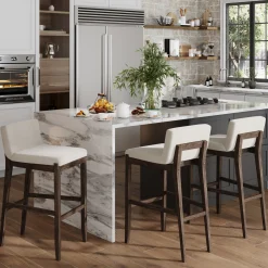 Exposed Wood Back Bar Stools Dark Brown (Set of 3)