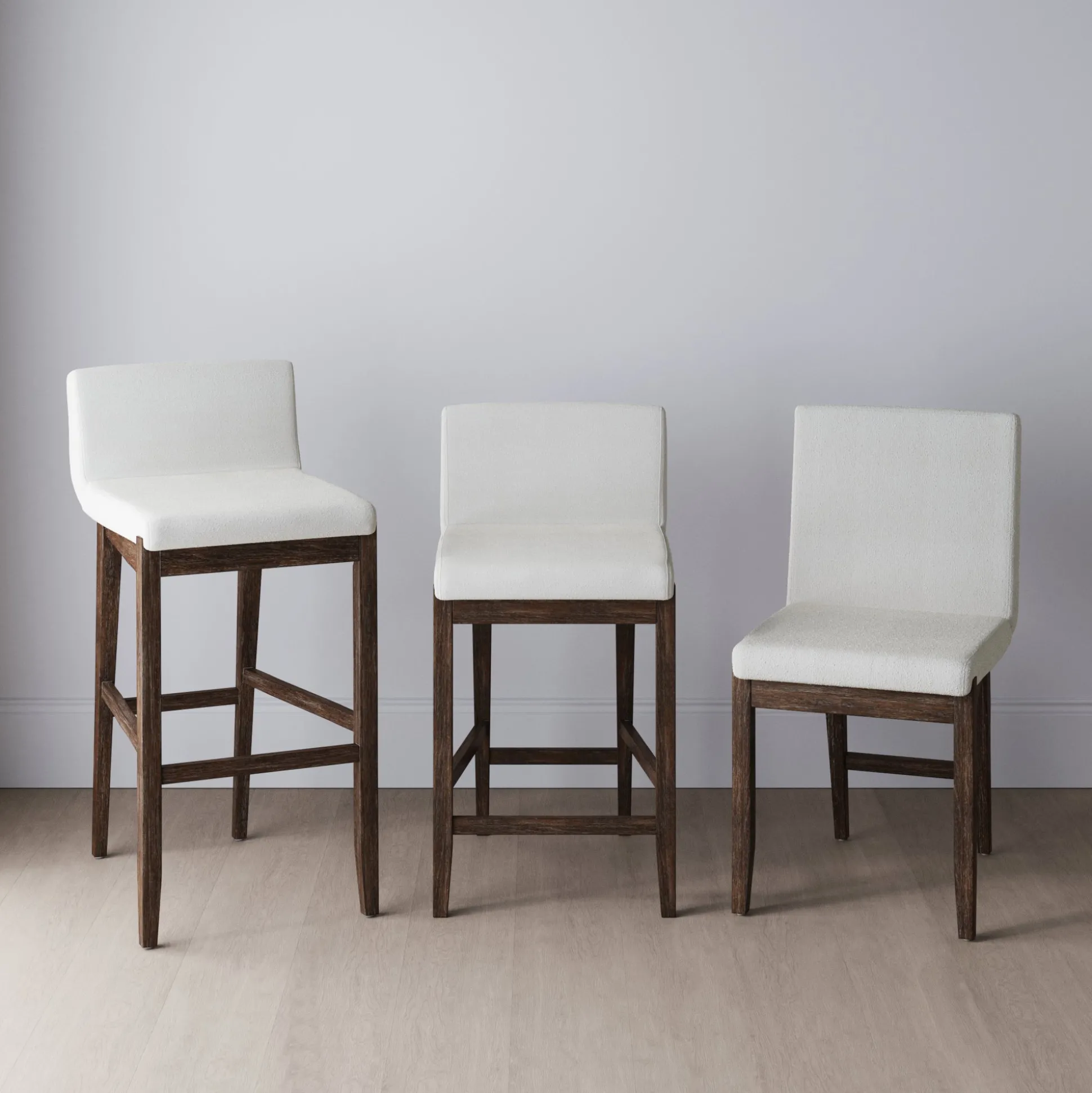 Exposed Wood Back Bar Stools Dark Brown (Set of 3)