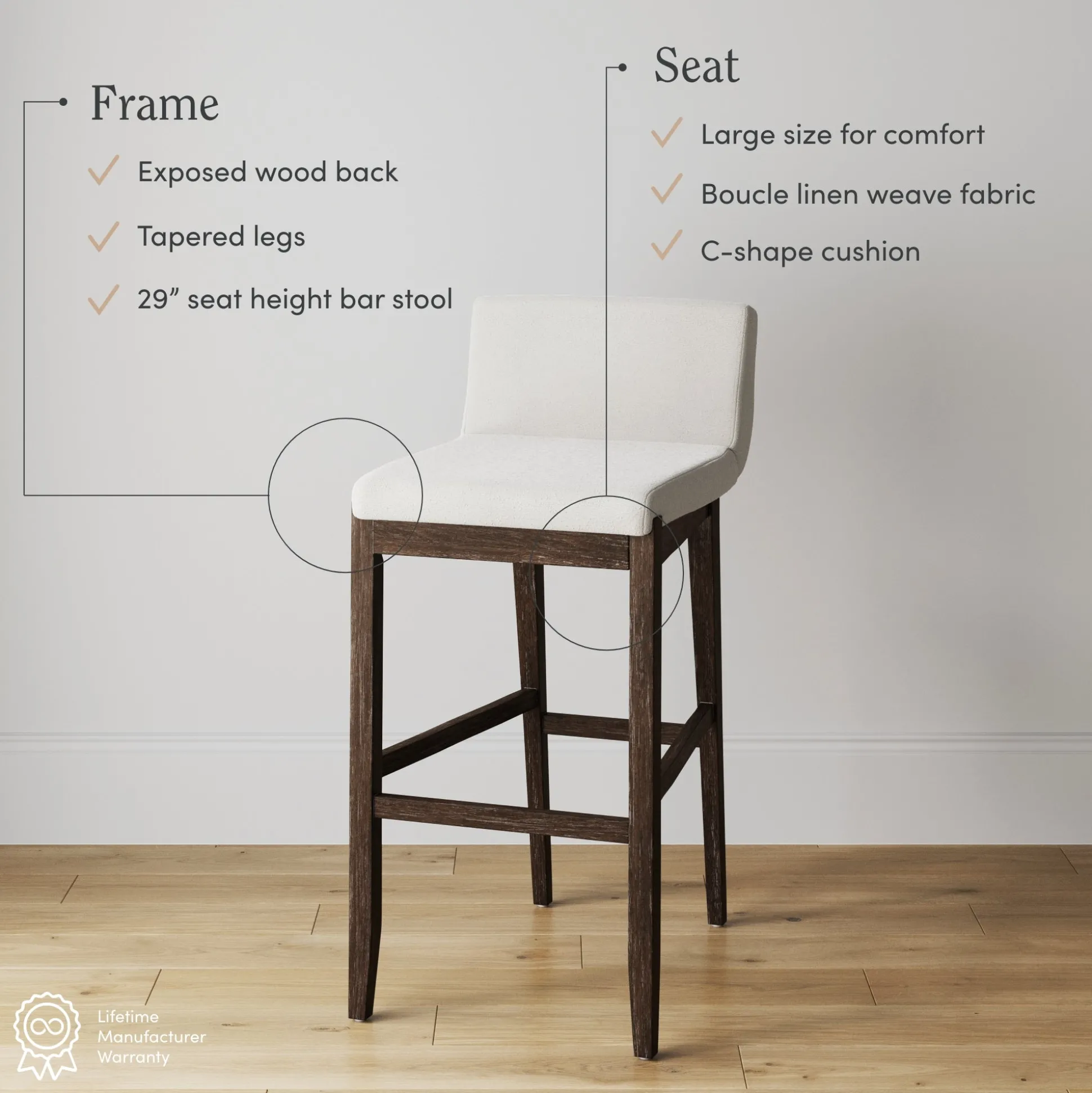 Exposed Wood Back Bar Stools Dark Brown (Set of 3)