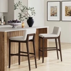 Exposed Wood Back Bar Stools Dark Brown (Set of 2)