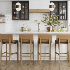 Exposed Wood Back Bar Stools Light Brown (Set of 4)