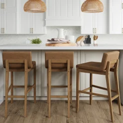 Exposed Wood Back Bar Stools Light Brown (Set of 3)