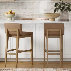 Exposed Wood Back Bar Stools Light Brown (Set of 2)
