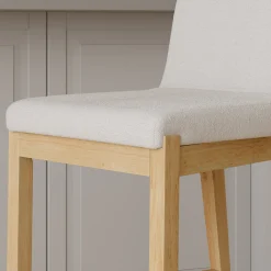 Exposed Wood Back Bar Stool Warm Pine Boucle
