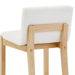 Exposed Wood Back Boucle Bar Stool Warm Pine Boucle (Set of 3)